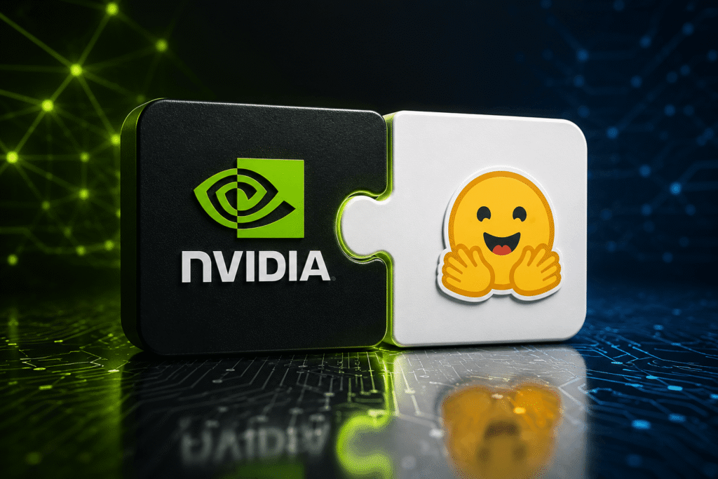 Nvidia and Hugging Face logos representing Nvidia 12.93 billion acquisition deal